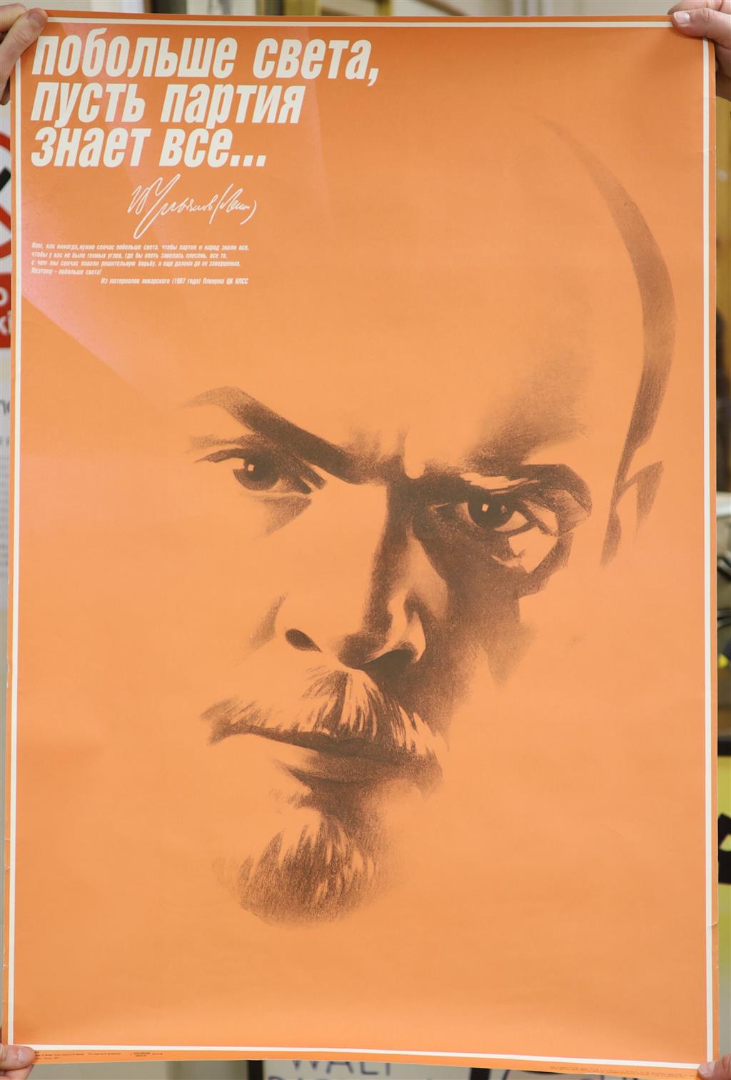 Seven Russian political posters, including Lenin